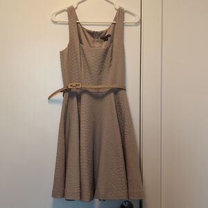 Armani Exchange AX Belted Dress Beige Textured Fabric Size 2